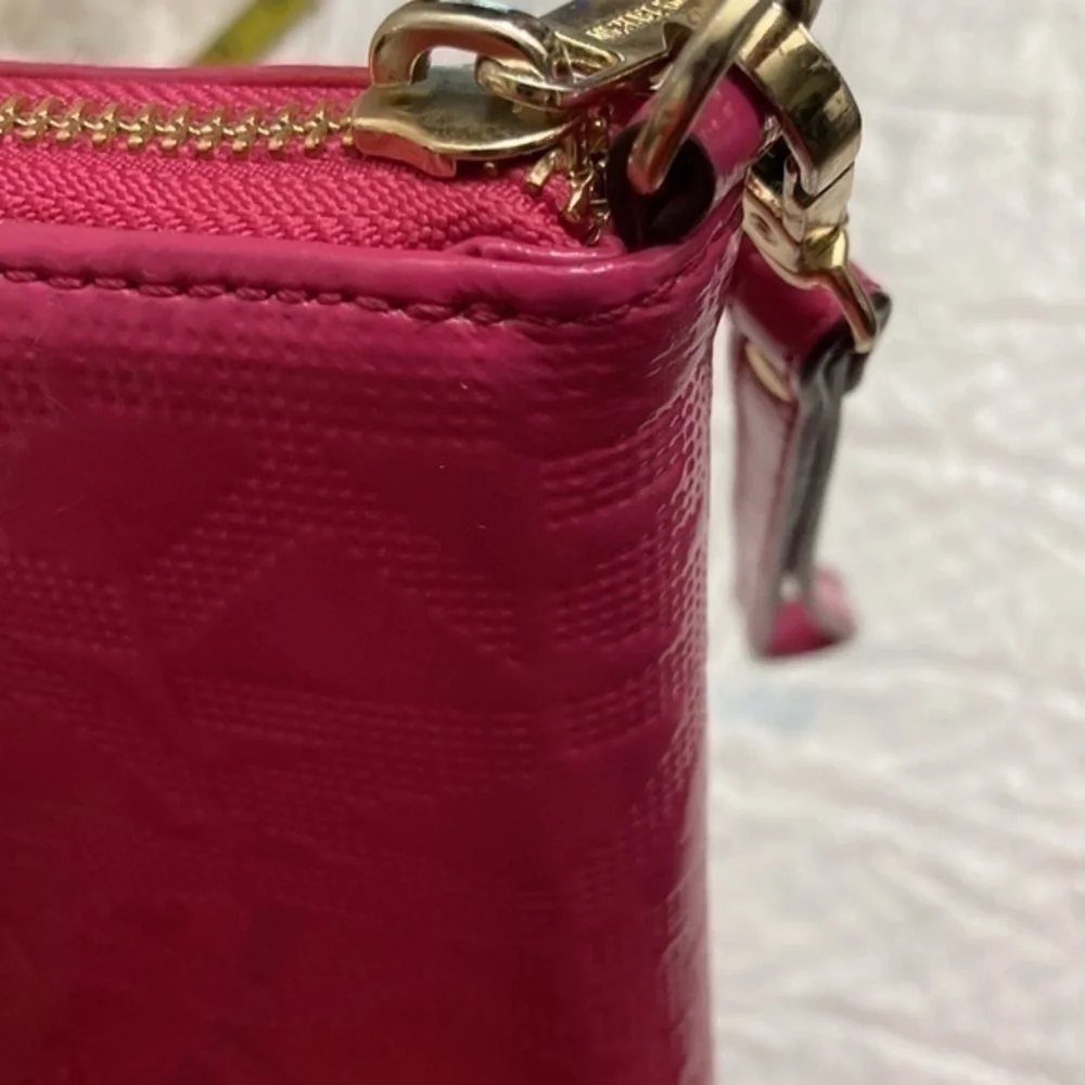 Michael kors pink mk patent leather wristlet wallet